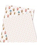 Wrapping Paper - WP4964-HAL011 - Brown Teddy Bear with Baloons, Flowers
